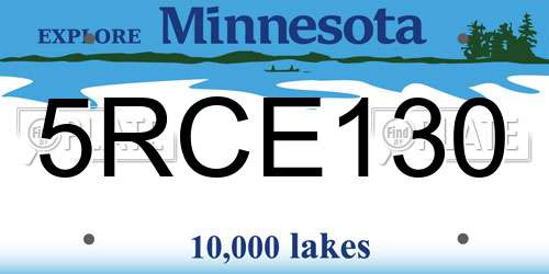 5RCE130 Minnesota License Plate