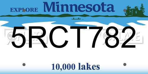 5RCT782 Minnesota License Plate