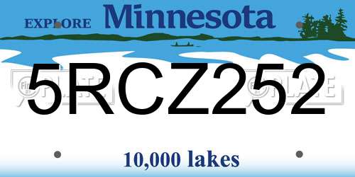 5RCZ252 Minnesota License Plate