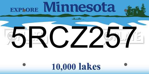 5RCZ257 Minnesota License Plate