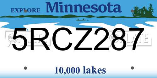 5RCZ287 Minnesota License Plate