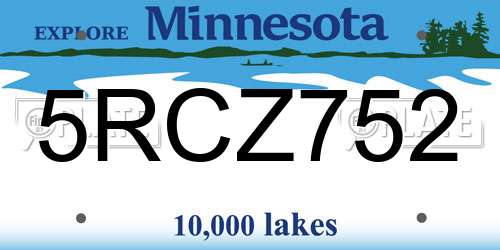 5RCZ752 Minnesota License Plate