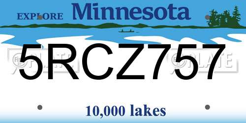 5RCZ757 Minnesota License Plate