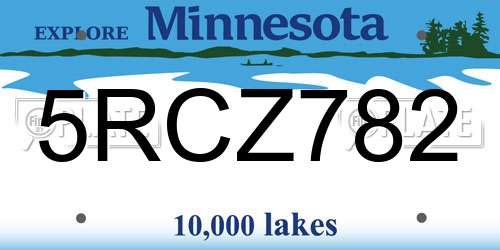 5RCZ782 Minnesota License Plate