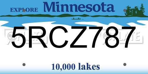 5RCZ787 Minnesota License Plate
