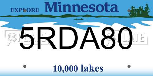 5RDA80 Minnesota License Plate