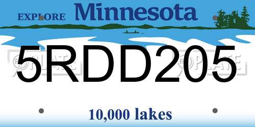 5RDD205 Minnesota License Plate