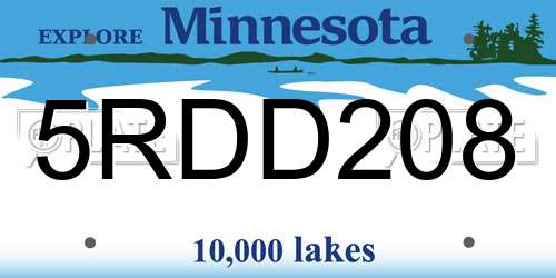 5RDD208 Minnesota License Plate
