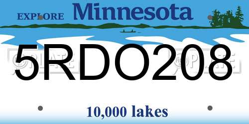 5RDO208 Minnesota License Plate