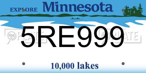 5RE999 Minnesota License Plate