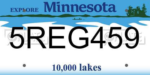5REG459 Minnesota License Plate