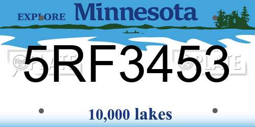 5RF3453 Minnesota License Plate