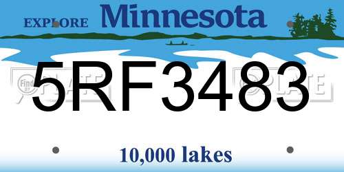 5RF3483 Minnesota License Plate
