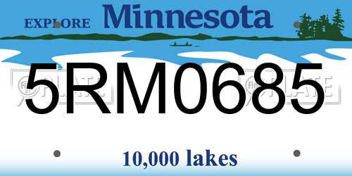 5RM0685 Minnesota License Plate