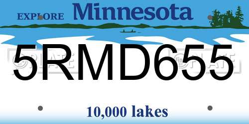 5RMD655 Minnesota License Plate