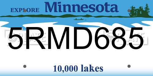 5RMD685 Minnesota License Plate