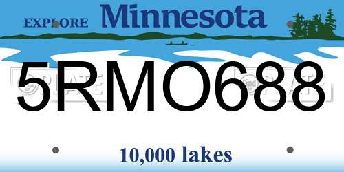 5RMO688 Minnesota License Plate