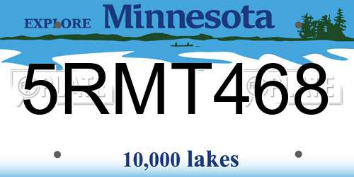 5RMT468 Minnesota License Plate
