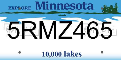5RMZ465 Minnesota License Plate