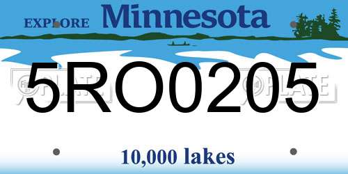 5RO0205 Minnesota License Plate