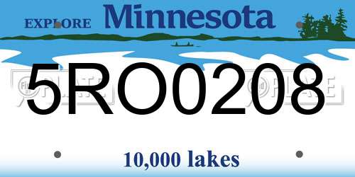 5RO0208 Minnesota License Plate