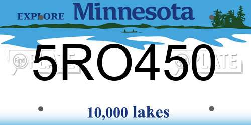 5RO450 Minnesota License Plate