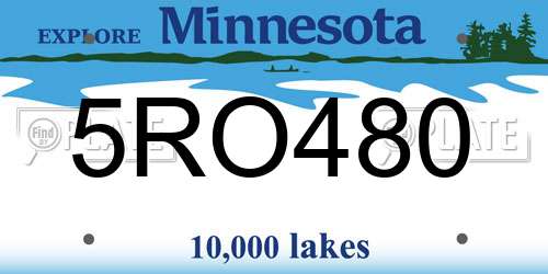 5RO480 Minnesota License Plate
