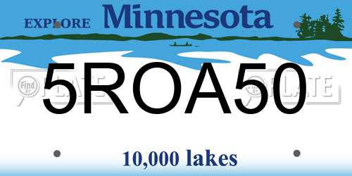 5ROA50 Minnesota License Plate