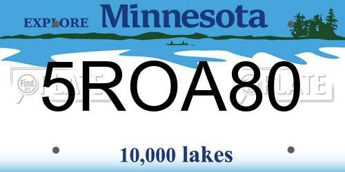 5ROA80 Minnesota License Plate