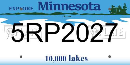 5RP2027 Minnesota License Plate
