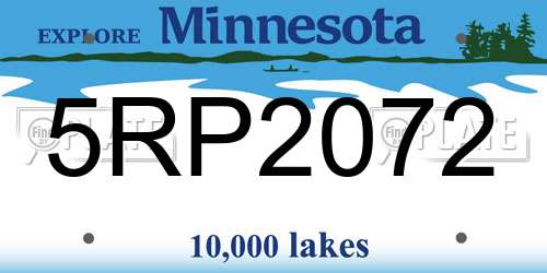 5RP2072 Minnesota License Plate