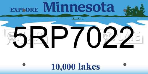 5RP7022 Minnesota License Plate