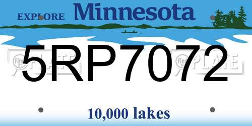 5RP7072 Minnesota License Plate