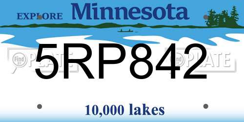 5RP842 Minnesota License Plate