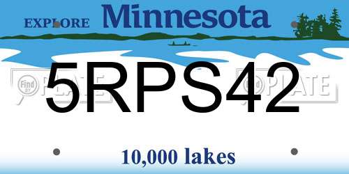 5RPS42 Minnesota License Plate