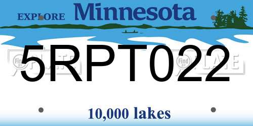 5RPT022 Minnesota License Plate