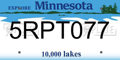 5RPT077 Minnesota License Plate