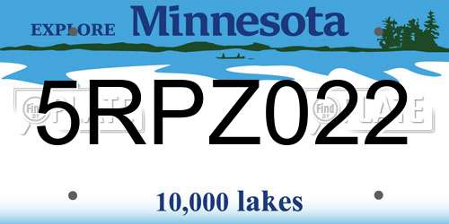 5RPZ022 Minnesota License Plate