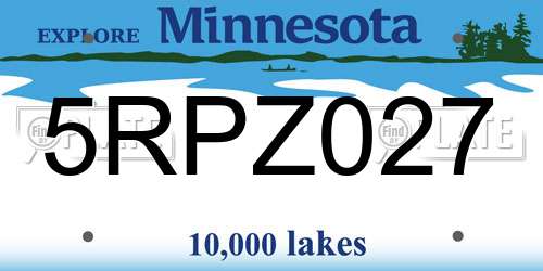 5RPZ027 Minnesota License Plate