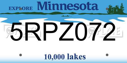5RPZ072 Minnesota License Plate