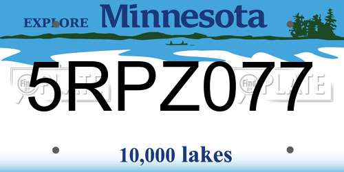 5RPZ077 Minnesota License Plate