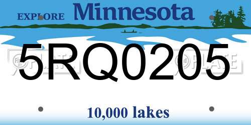 5RQ0205 Minnesota License Plate