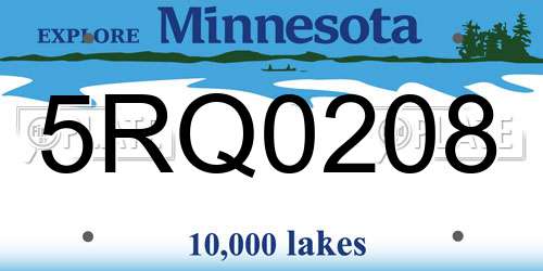 5RQ0208 Minnesota License Plate