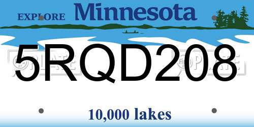 5RQD208 Minnesota License Plate