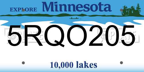 5RQO205 Minnesota License Plate