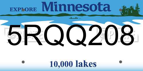5RQQ208 Minnesota License Plate