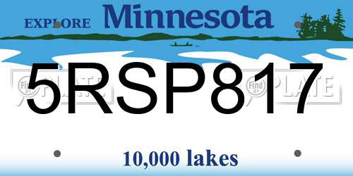 5RSP817 Minnesota License Plate