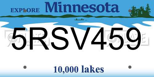 5RSV459 Minnesota License Plate