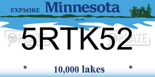 5RTK52 Minnesota License Plate