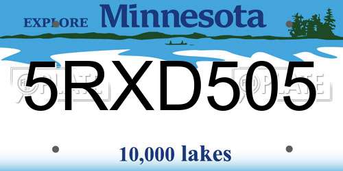 5RXD505 Minnesota License Plate